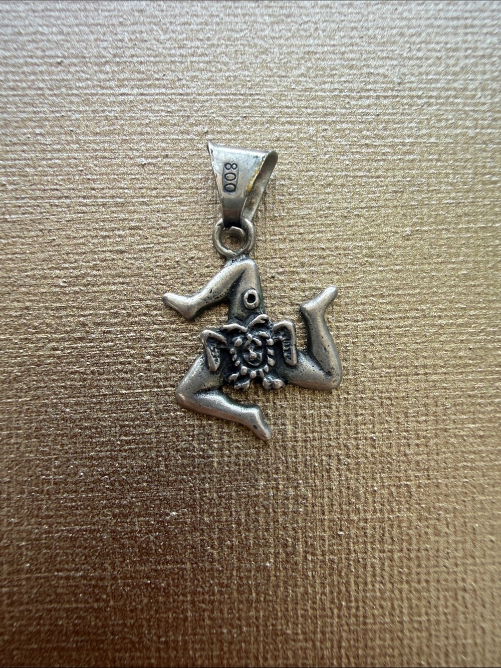 Vintage Italian 800 Silver Trinacria (Sicilian Three-Legged Symbol) Pendant